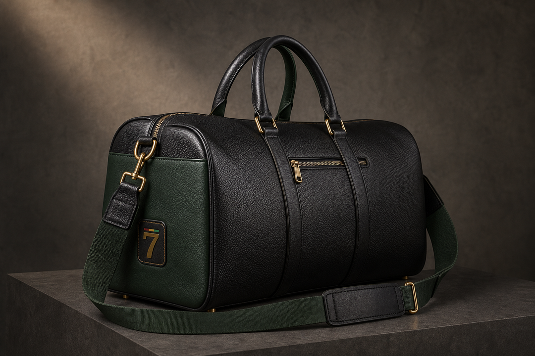Leather weekender duffel