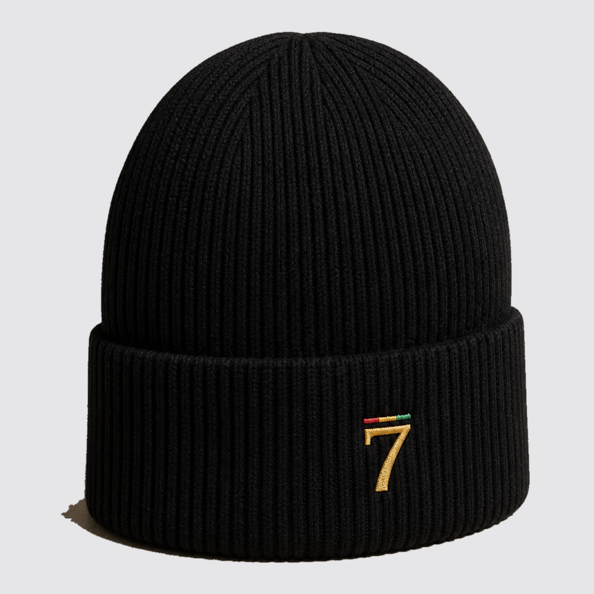 Black ribbed beanie