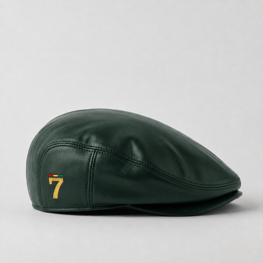 Forest leather flat cap